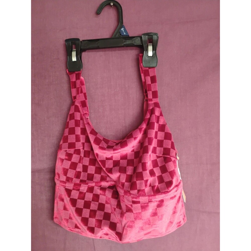 Colsie Red Checkered Velvet Medium Bra